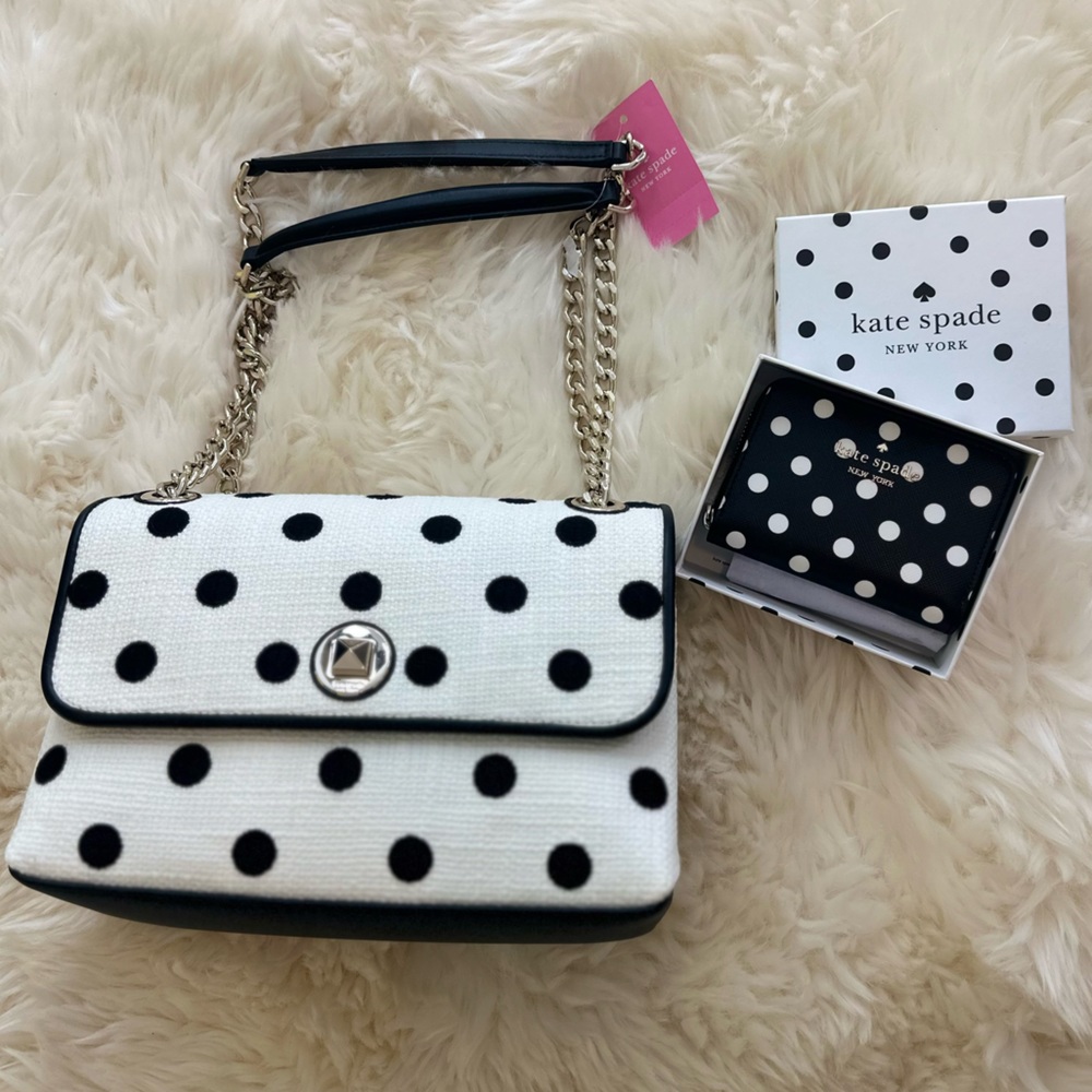 Kate Spade BUNDLE: Medium Flap Shoulder Bag & Small Zip Around Card Case